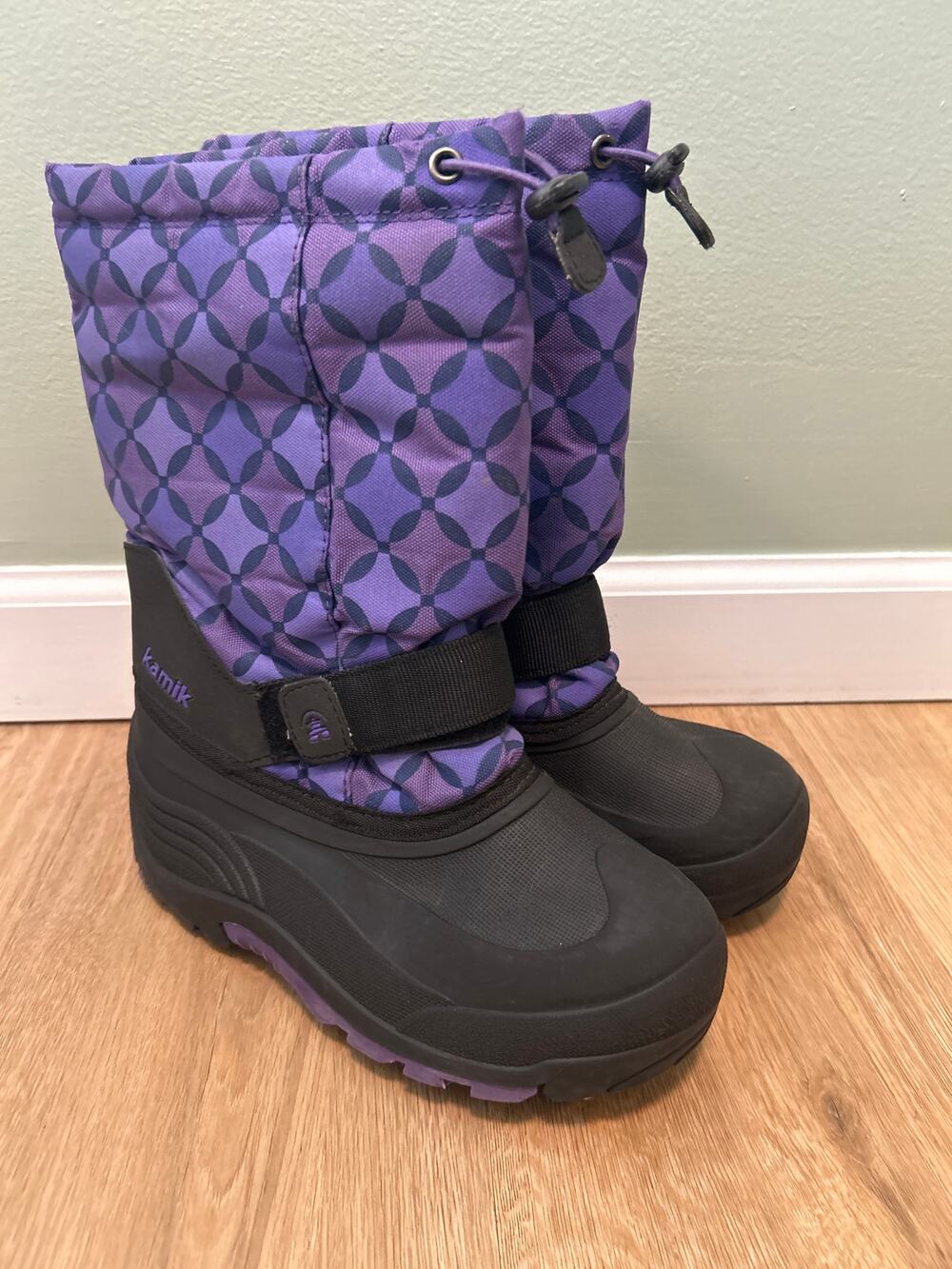 Kamik Big Girls 5 Waterbug Snow Boot Winter Waterproof Purple Insulated Pattern
